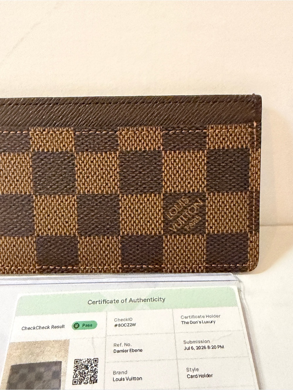 Louis Vuitton Brown and Tan Damier Canvas Card Sleeve